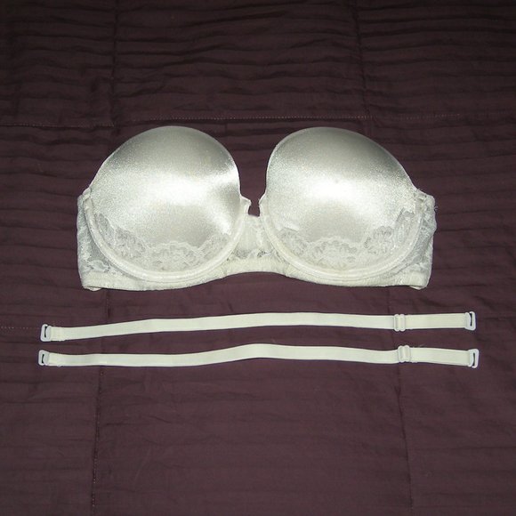 34D Lily of France White Strapless bra w/removable straps - Picture 2 of 7